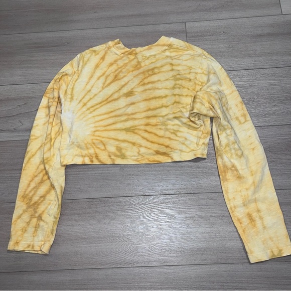Cotton Citizen Golden Yellow Tie-Dye Crop Sweatshirt Long Sleeves MSRP$125 XS - Picture 10 of 11